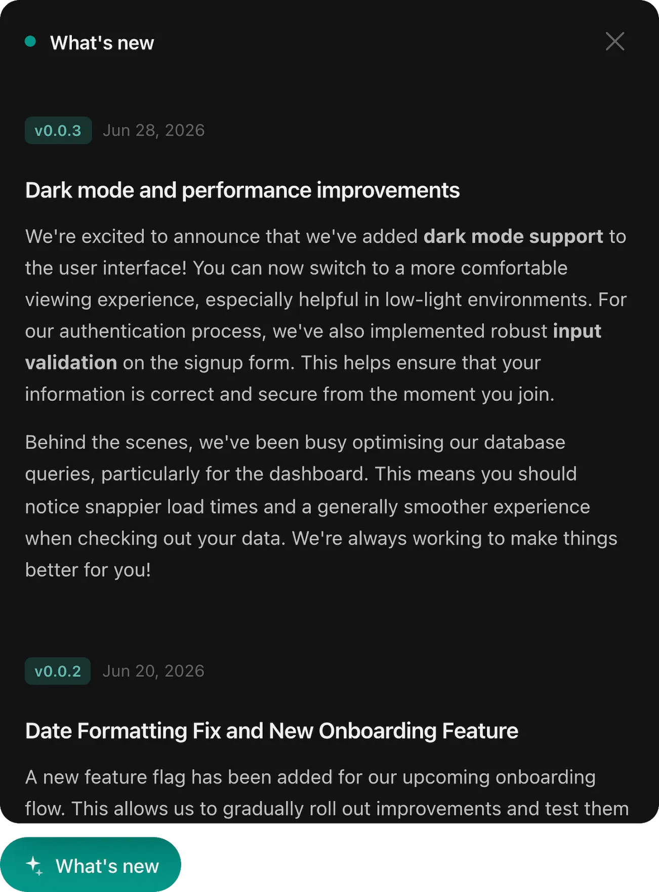 Embeddable changelog widget with ReleaseBase